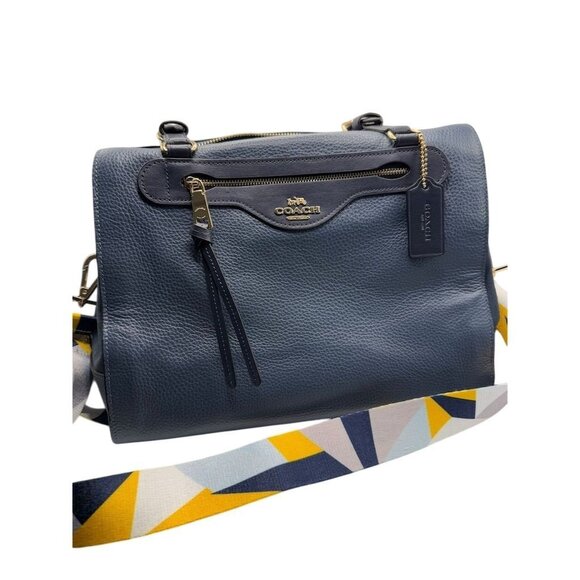 Coach Kleo Carryall Satchel Handbag Navy Blue Women's Bag - Picture 1 of 11